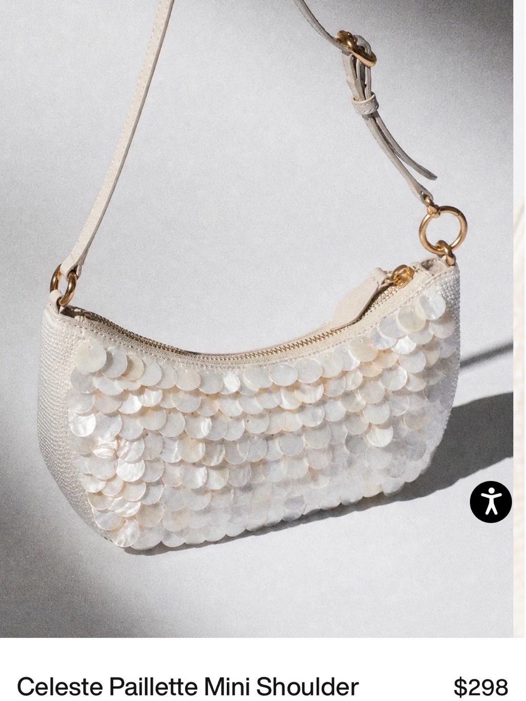 Guizio Celeste Paillette Mini Shoulder Bag In Ivory New